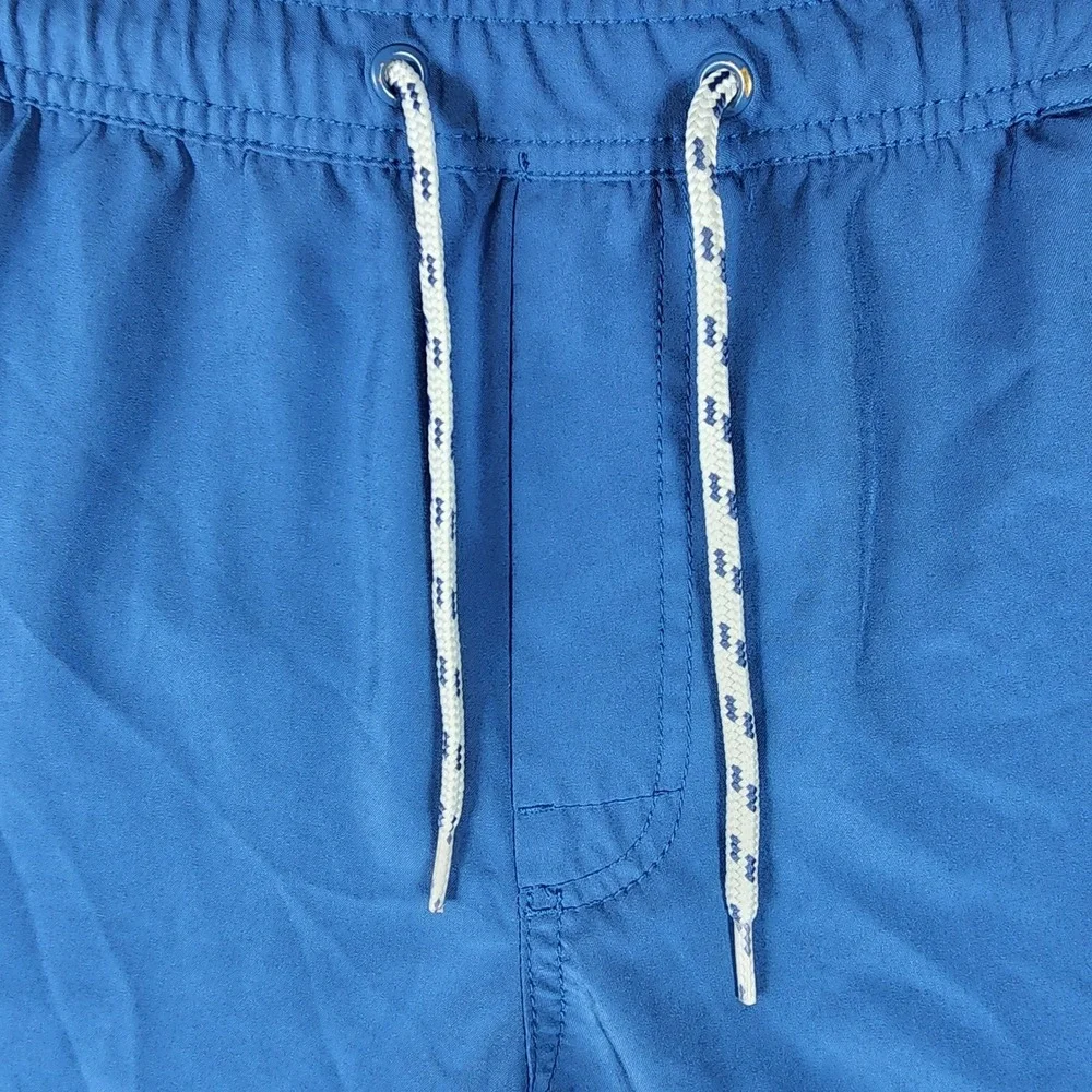 Gap Pool Short Swim Trunks Mens Medium Blue Solid Drawstring Mesh Lined EUC